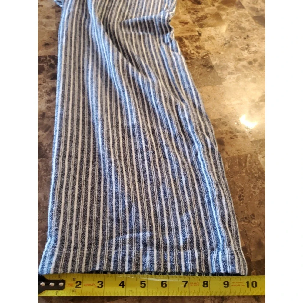 Old Navy Pull On Pants Linen/Rayon Sz L Wide Leg Stripes Beach Resort Summer